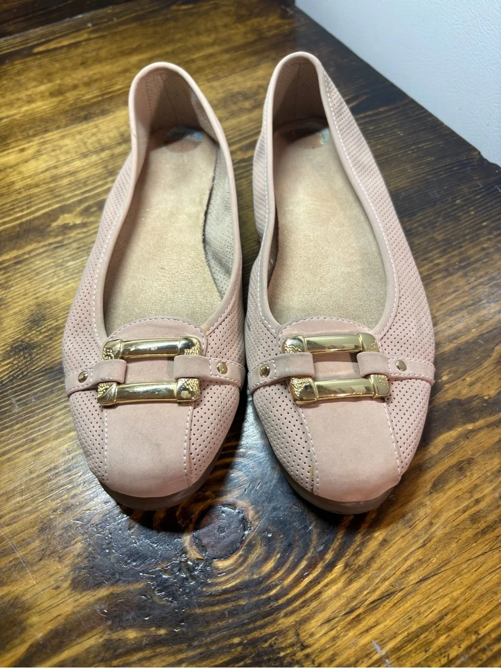 Aerosoles Tan Buckle Flats Size 7.5